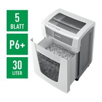 LEITZ IQ Office Pro Aktenvernichter mit Partikelschnitt P-6, 1 x 5 mm, bis 5 Blatt, weiß