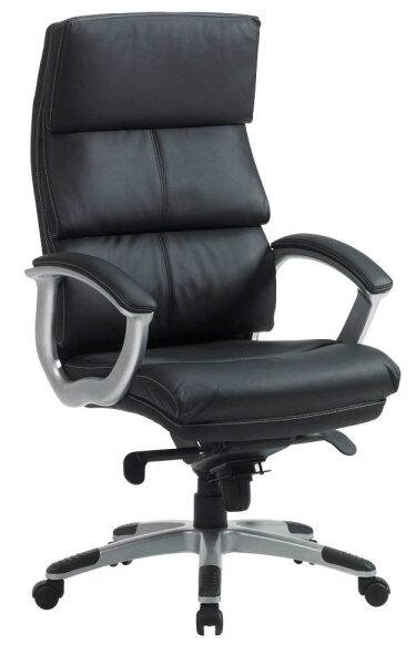 XXL Chefsessel, BT-0066-1 Kunstleder schwarz, Gestell silber