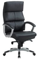 XXL Chefsessel, BT-0066-1 Kunstleder schwarz, Gestell silber