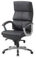 XXL Chefsessel, BT-0066-1 Kunstleder schwarz, Gestell silber