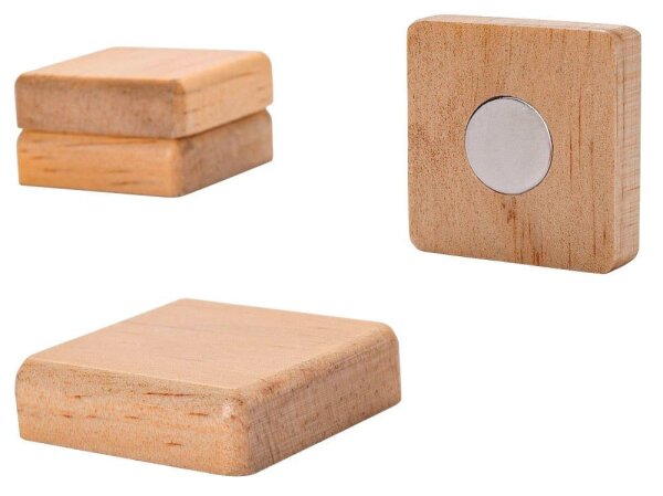 SIGEL Magnete braun, Holz 3,3 x 3,3 x 0,9 cm, 4 St.