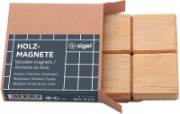 SIGEL Magnete braun, Holz 3,3 x 3,3 x 0,9 cm, 4 St.