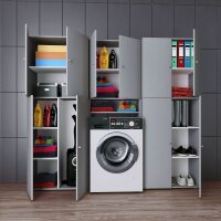 VCM my bath Waschmaschinenschrank Lona, 913863 grau 1 Fachboden 64,0 x 27,0 x 182,0 cm
