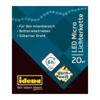 Idena 20er Micro LED Lichterkette silber 2,2 m
