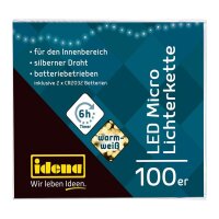 Idena 100er Micro LED Lichterkette silber 10,2 m