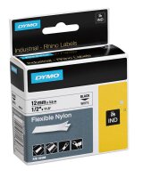 DYMO Schriftband RHINO  18488, 12 mm, schwarz auf...