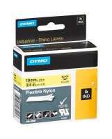 DYMO Schriftband RHINO  18490, 12 mm, schwarz auf gelb, 1...