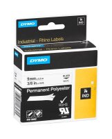 DYMO Schriftband RHINO  18482, 9 mm, schwarz auf...