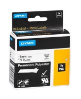 DYMO Schriftband RHINO  18483, 12 mm, schwarz auf...