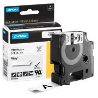 DYMO Schriftband RHINO  18445, 19 mm, schwarz auf...