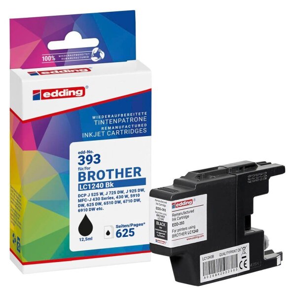 edding EDD-393  schwarz Druckerpatrone kompatibel zu brother LC-1240BK brother LC-1240BK