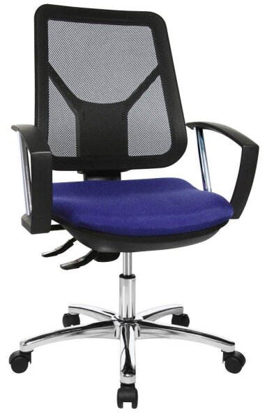 Topstar Bürostuhl Ergo Steel Net Stoff blau, Gestell chrom