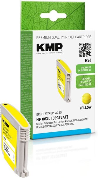 KMP H34 gelb Druckerpatrone kompatibel zu HP 88XL (C9393AE)