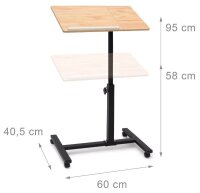 relaxdays PC-Tisch höhenverstellbar eiche hell 60,0 x 40,5 x 58,0 - 95,0 cm