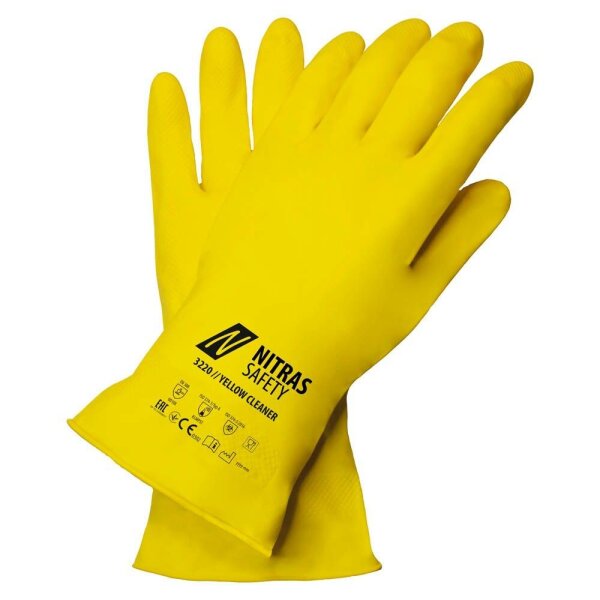 NITRAS SAFETY unisex Chemikalienschutzhandschuh 3220 Yellow Cleaner gelb Größe 9, 1 Paar