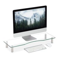 relaxdays Monitorständer silber, transparent