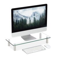 relaxdays Monitorständer silber, transparent
