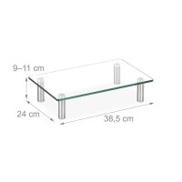 relaxdays Monitorständer silber, transparent
