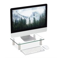 relaxdays Monitorständer silber, transparent