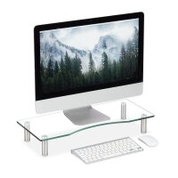 relaxdays Monitorständer silber, transparent