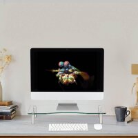 relaxdays Monitorständer silber, transparent