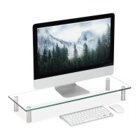relaxdays Monitorständer silber, transparent
