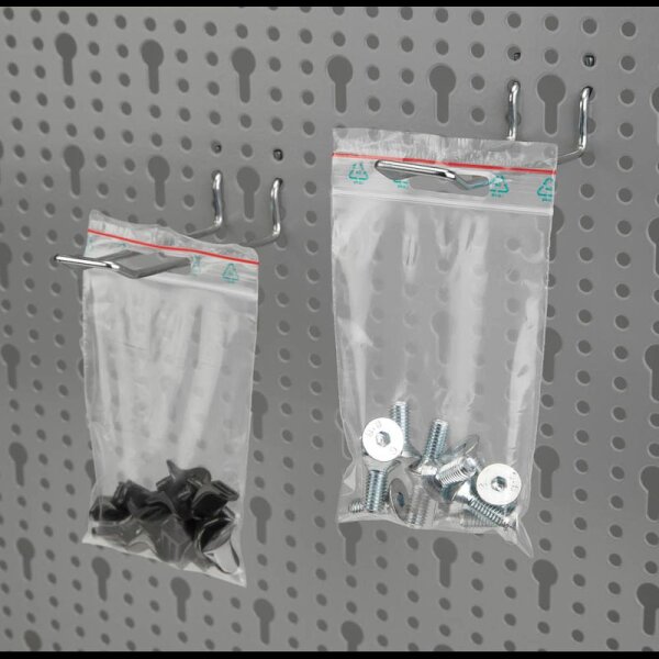 Druckverschlussbeutel 50 µm 10,0 x 15,0 cm, mit Euroloch, 100 St.