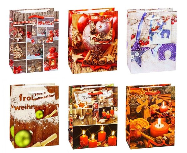 12 TSI Geschenktüten Weihnachten Serie 6 Motiv sortiert 11,0 x 14,0 cm