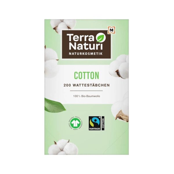 Terra Naturi Wattestäbchen COTTON 1-lagig weiß, 200 St.