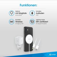 XLAYER Wireless Magnetic Starter Set Induktive Ladestation weiß, Kabellänge: 1,0 m, 15 Watt
