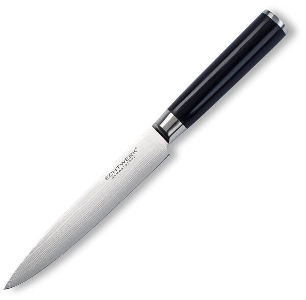 Echtwerk Tranchiermesser Damast silber, schwarz, Klinge: 18,0 cm, 1 St.