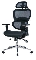 Bürostuhl Mesh, BT-1388F-1K Stoff schwarz, Gestell chrom