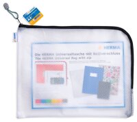 HERMA Reißverschlussbeutel DIN A4 überbreit transparent/schwarz, 1 St.