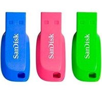 SanDisk USB-Sticks Cruzer Blade blau, grün, pink 16...