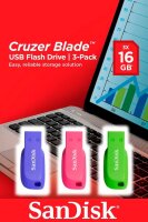 SanDisk USB-Sticks Cruzer Blade blau, grün, pink 16...