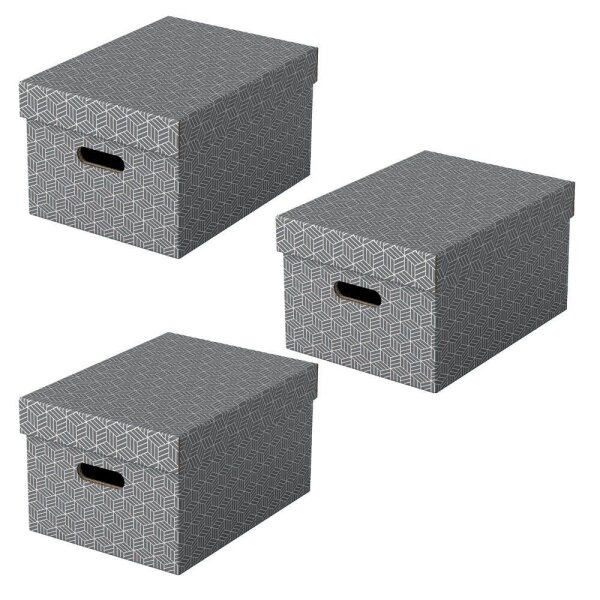 Esselte Home Aufbewahrungsboxen 17,5 l grau 26,5 x 36,5 x 20,5 cm, 3 St.
