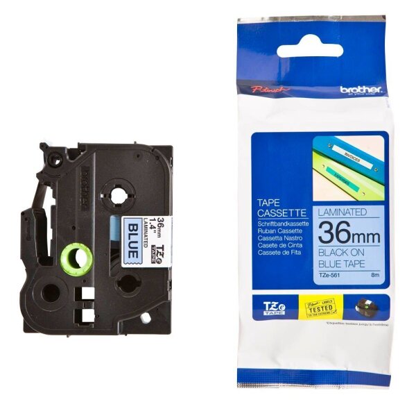 brother Schriftband TZe-561 TZE561, 36 mm, schwarz auf blau, 1 St.