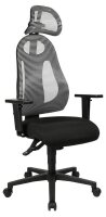 Topstar Bürostuhl Free Art mit Kopfstütze, FR100 G208X Stoff grau, Gestell schwarz