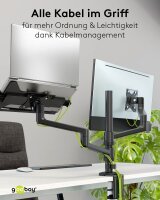 goobay Laptop-Monitor-Halterung Deluxe 74417 schwarz für 1 Monitor und 1 Notebook, Tischbohrung, Tischklemme