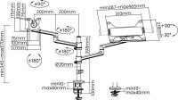 goobay Laptop-Monitor-Halterung Deluxe 74417 schwarz für 1 Monitor und 1 Notebook, Tischbohrung, Tischklemme