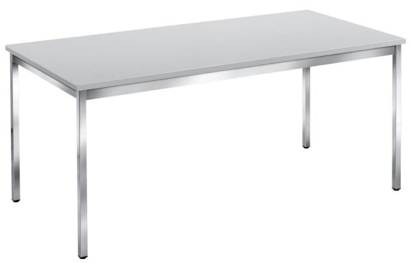 SODEMATUB Mehrzwecktisch lichtgrau rechteckig, Vierkantrohr chrom, 160,0 x 80,0 x 74,0 cm