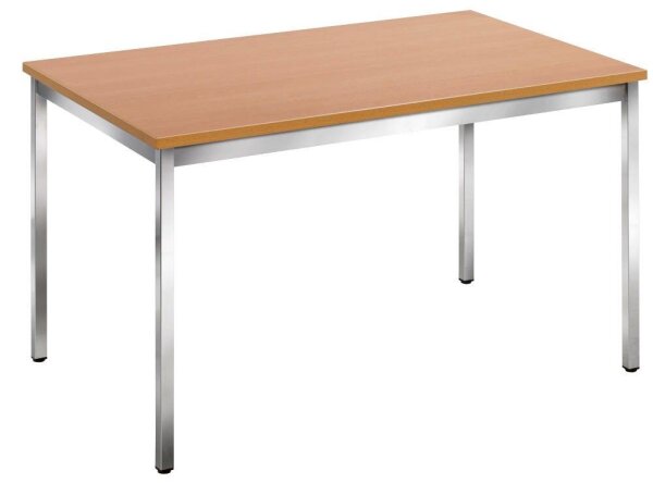 SODEMATUB Mehrzwecktisch buche rechteckig, Vierkantrohr chrom, 120,0 x 80,0 x 74,0 cm