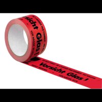 SUPRA Warnklebeband Vorsicht Glas! rot/schwarz 50,0 mm x...