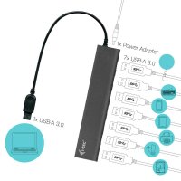 i-tec® USB-Hub METAL Series 7-fach silber