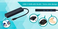 i-tec® USB-Hub Advance Series Slim USB-C 3-fach schwarz