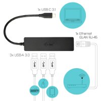 i-tec® USB-Hub Advance Series Slim USB-C 3-fach schwarz