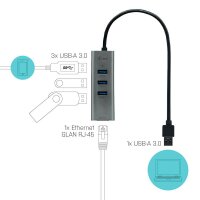i-tec® USB-Hub USB 3.0 Metal 3-fach grau