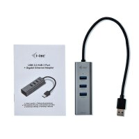 i-tec® USB-Hub USB 3.0 Metal 3-fach grau