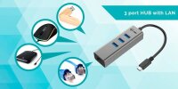 i-tec® USB-Hub USB-C Metal 3-fach grau