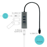 i-tec® USB-Hub USB-C Metal 3-fach grau